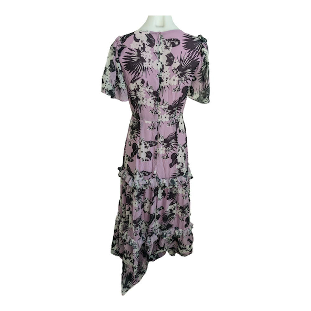 Viva Aviva Size 2 Leilani MAxi Tiered Dress Purple Black V Neck Short Sleeves